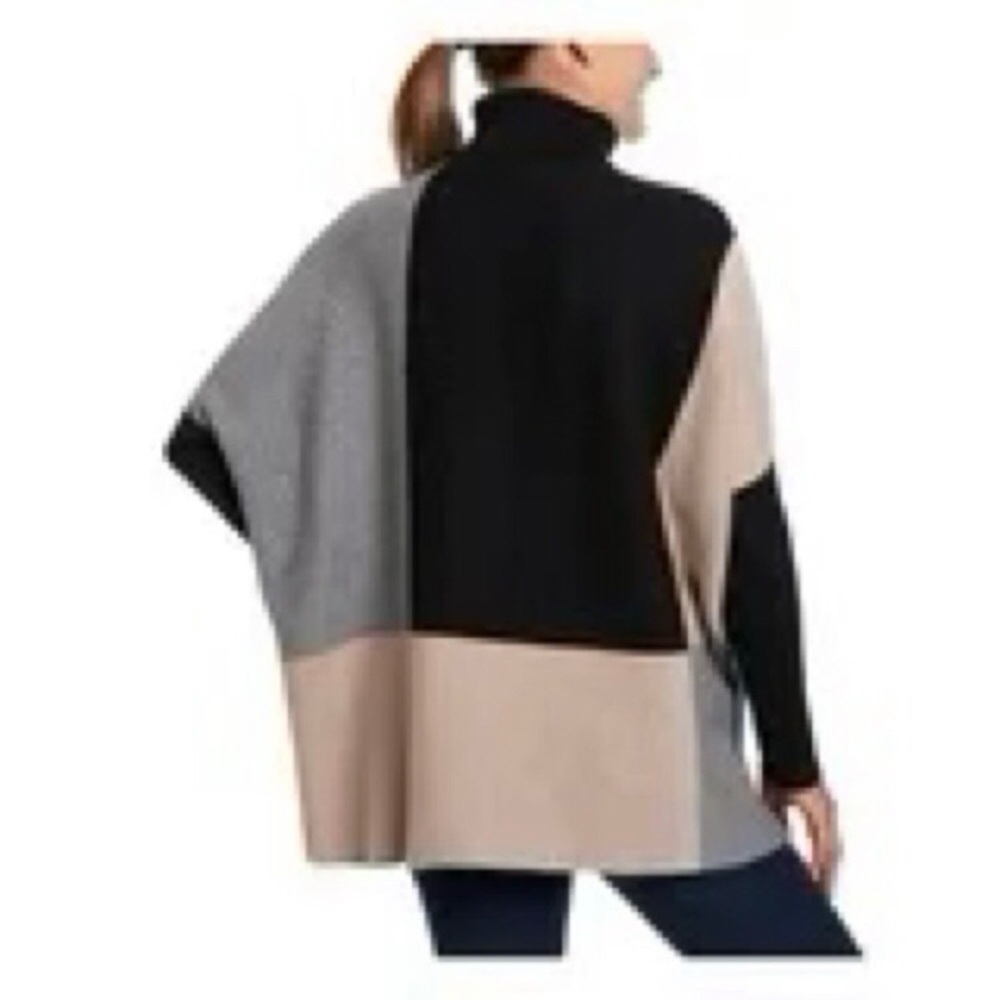 Joseph Abboud Colorblock Turtleneck Sweater - Black, Gray, Beige - Picture 2 of 4